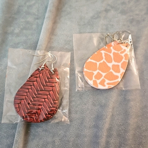 Leather Teardrop Earrings 2 Pairs‎